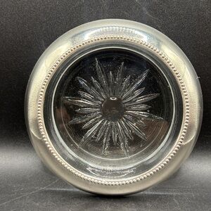 Frank M. Whiting Co. Vintage Sterling Silver Glass Trinket Dish Ashtray Coaster